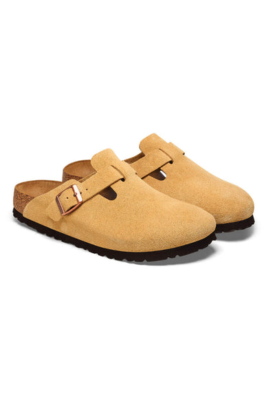 Birkenstock Boston Suede Clogs for Women in Latte Cream