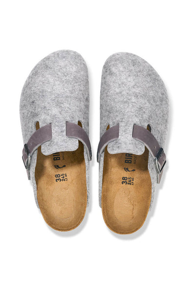 Birkenstock Boston Wool Clogs for Women in Light Grey