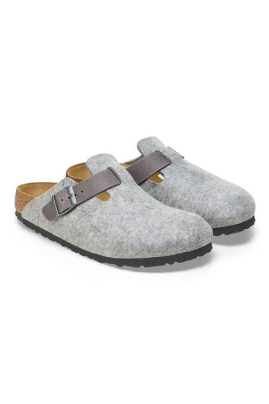 Birkenstock Boston Wool Clogs for Women in Light Grey