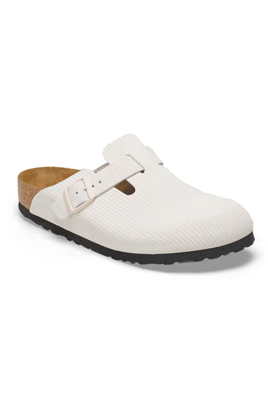 Birkenstock Boston Corduroy Suede Clogs for Women in Antique White