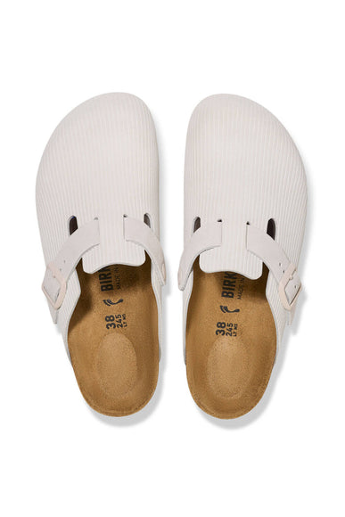Birkenstock Boston Corduroy Suede Clogs for Women in Antique White