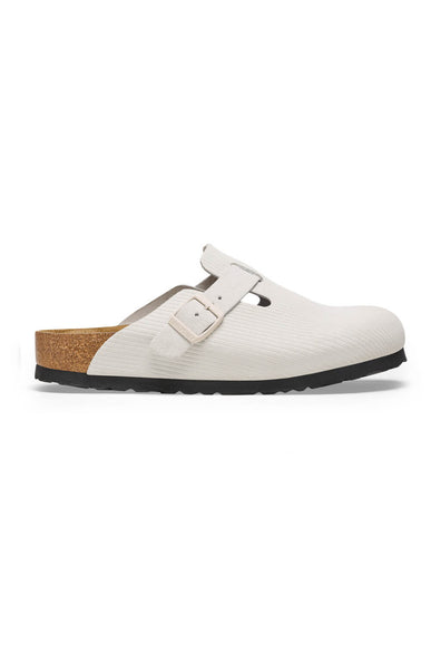 Birkenstock Boston Corduroy Suede Clogs for Women in Antique White