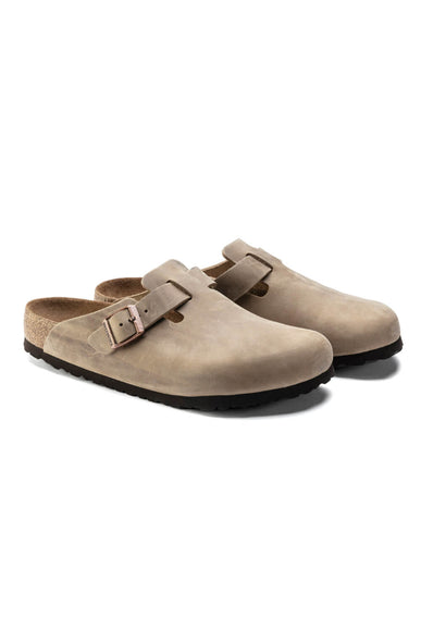 Birkenstock Boston Soft Footbed Oiled Leather Clogs for Women in Tobacco Brown