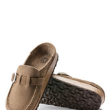 Birkenstock Buckley Suede Leather Mules for Women in Grey Taupe