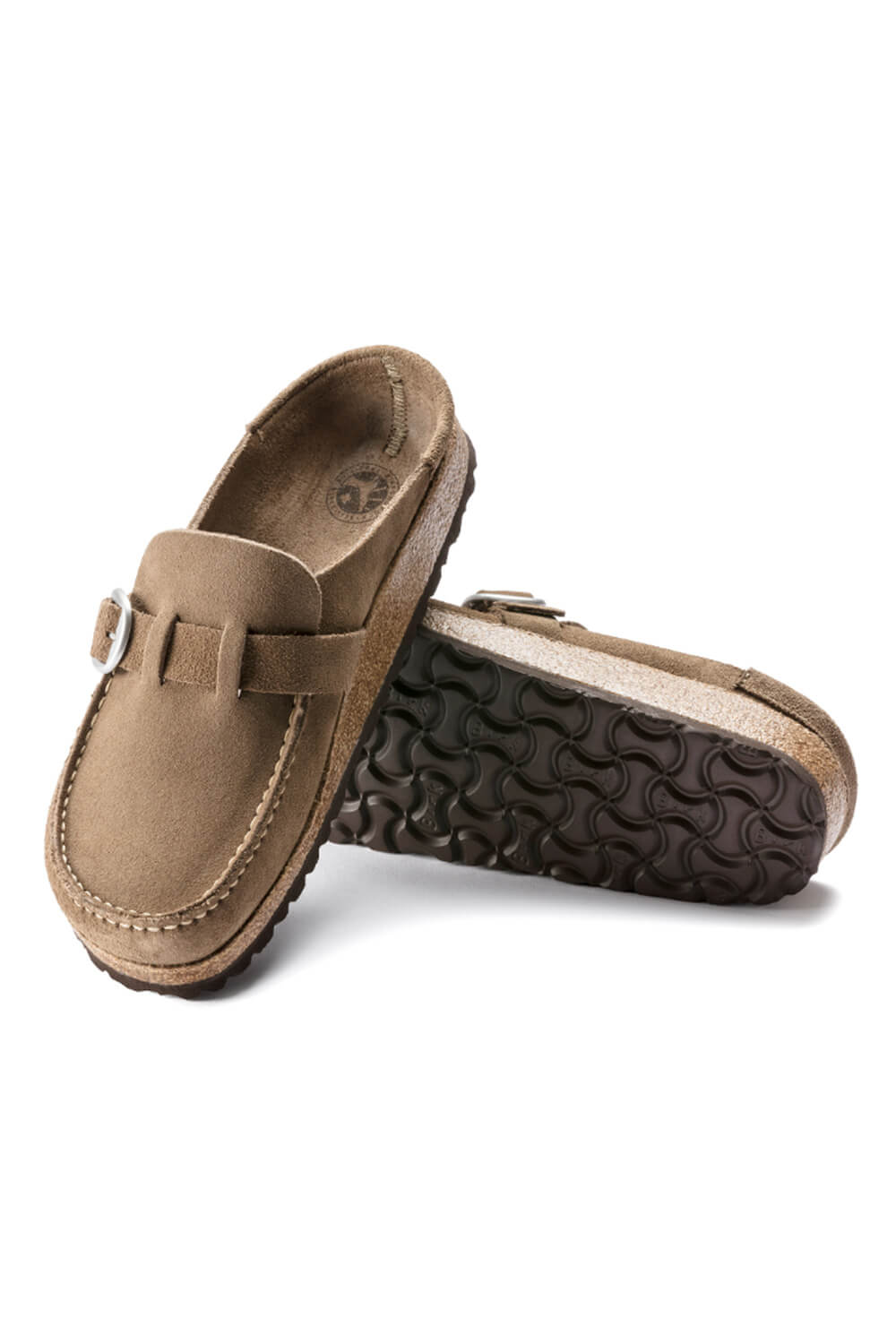 Birkenstock Buckley Suede Leather Mules for Women in Grey Taupe | 1019 â Glik's