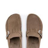 Birkenstock Buckley Suede Leather Mules for Women in Grey Taupe