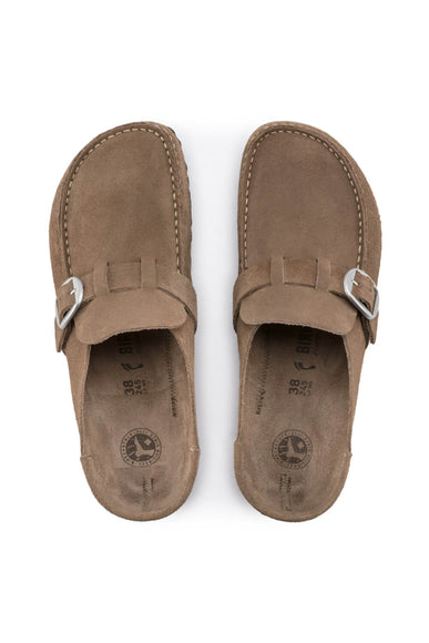 Birkenstock Buckley Suede Leather Mules for Women in Grey Taupe