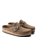 Birkenstock Buckley Suede Leather Mules for Women in Grey Taupe
