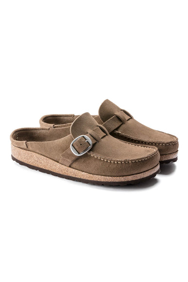 Birkenstock Buckley Suede Leather Mules for Women in Grey Taupe