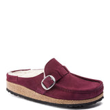 Birkenstock Buckley Shearling Suede Mules for Women in Maroon