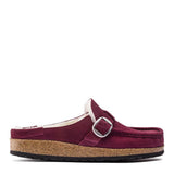 Birkenstock Buckley Shearling Suede Mules for Women in Maroon