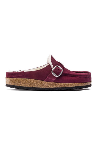 Birkenstock Buckley Shearling Suede Mules for Women in Maroon