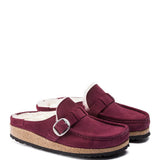 Birkenstock Buckley Shearling Suede Mules for Women in Maroon