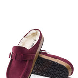 Birkenstock Buckley Shearling Suede Mules for Women in Maroon