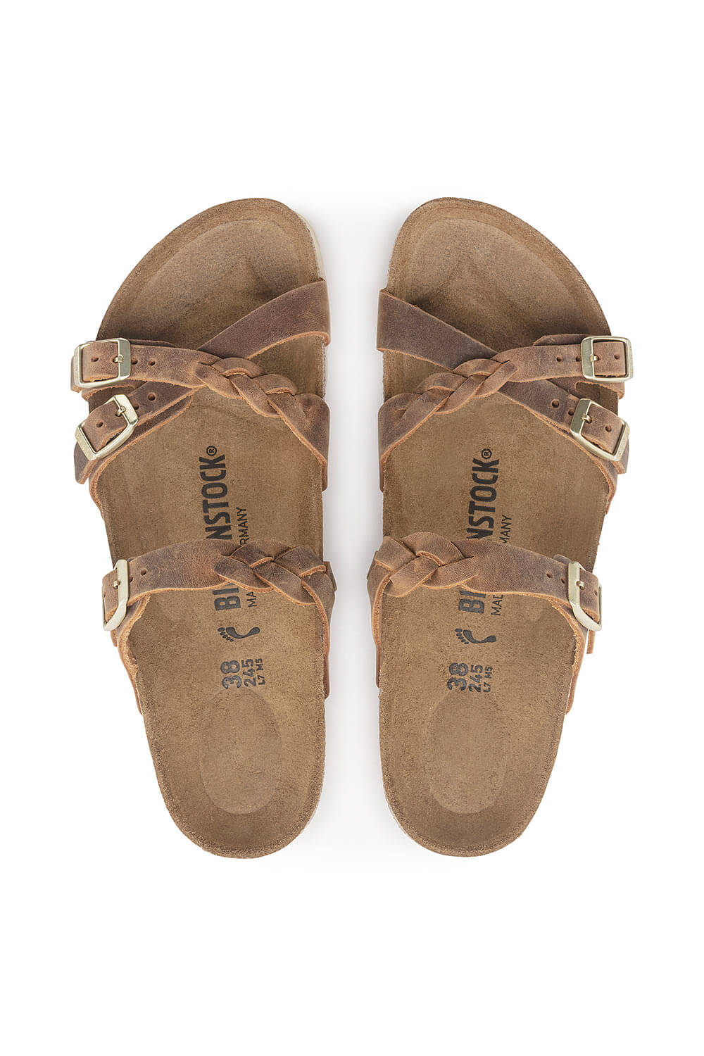 Birkenstock Franca Braided Oiled Leather Sandals for Women in Cognac