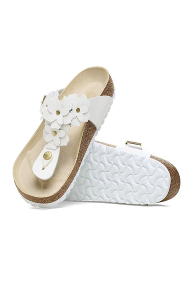 Birkenstock Gizeh Flower Leather Sandals for Women in White