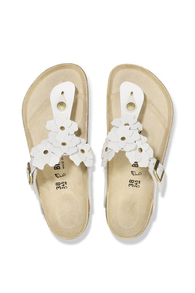 Birkenstock Gizeh Flower Leather Sandals for Women in White