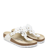 Birkenstock Gizeh Flower Leather Sandals for Women in White
