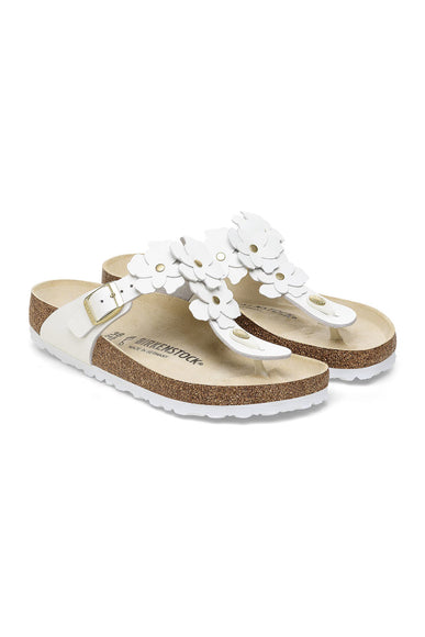 Birkenstock Gizeh Flower Leather Sandals for Women in White