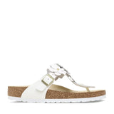 Birkenstock Gizeh Flower Leather Sandals for Women in White