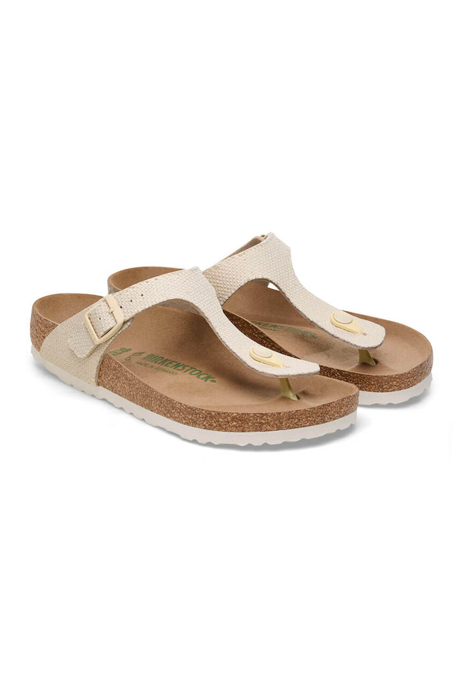 Birkenstock Gizeh Vegan Canvas Sandals for Women in Eggshell at Glik s 36