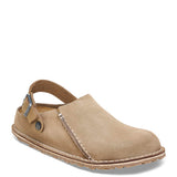 Birkenstock Lutry Premium Suede Leather Clogs for Men in Grey Taupe