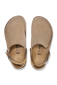 Birkenstock Lutry Premium Suede Leather Clogs for Men in Grey Taupe