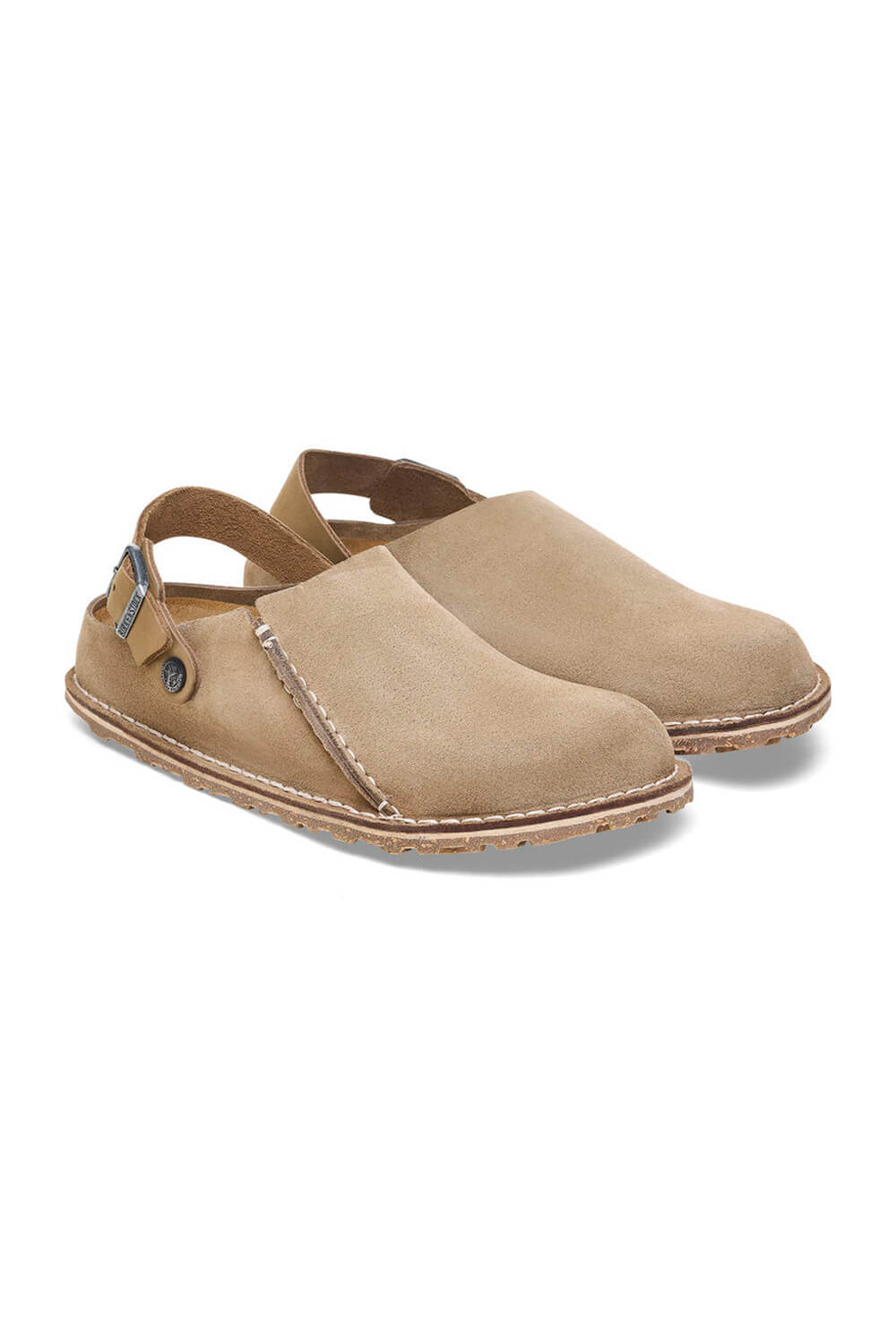 Birkenstock Lutry Premium Suede Leather Clogs for Men in Grey Taupe