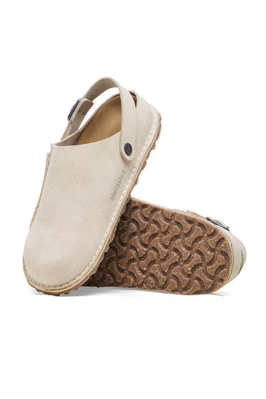 Birkenstock Lutry Premium Suede Leather Clogs for Women in Eggshell