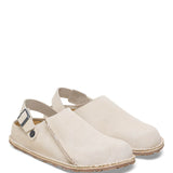 Birkenstock Lutry Premium Suede Leather Clogs for Women in Eggshell