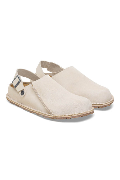 Birkenstock Lutry Premium Suede Leather Clogs for Women in Eggshell