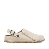 Birkenstock Lutry Premium Suede Leather Clogs for Women in Eggshell