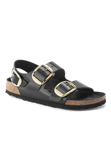 Birkenstock Milano Big Buckle Sandals for Women in High Shine Black