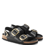 Birkenstock Milano Big Buckle Sandals for Women in High Shine Black