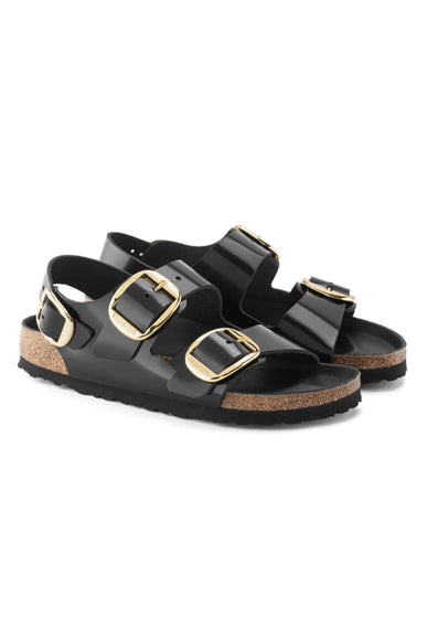 Birkenstock Milano Big Buckle Sandals for Women in High Shine Black
