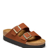 Papillo by Birkenstock Arizona Platform Nubuck Leather Sandals for Women in Pecan