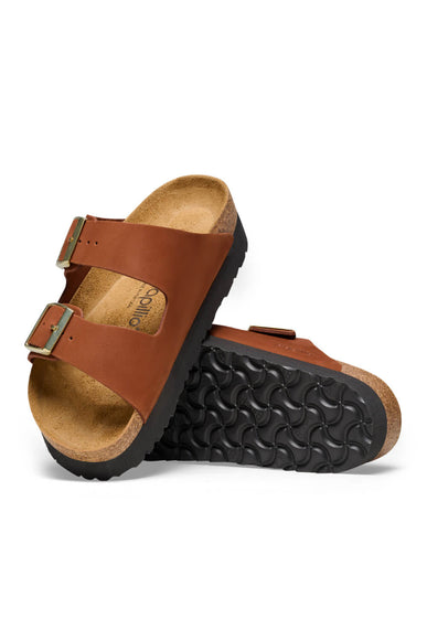 Papillo by Birkenstock Arizona Platform Nubuck Leather Sandals for Women in Pecan