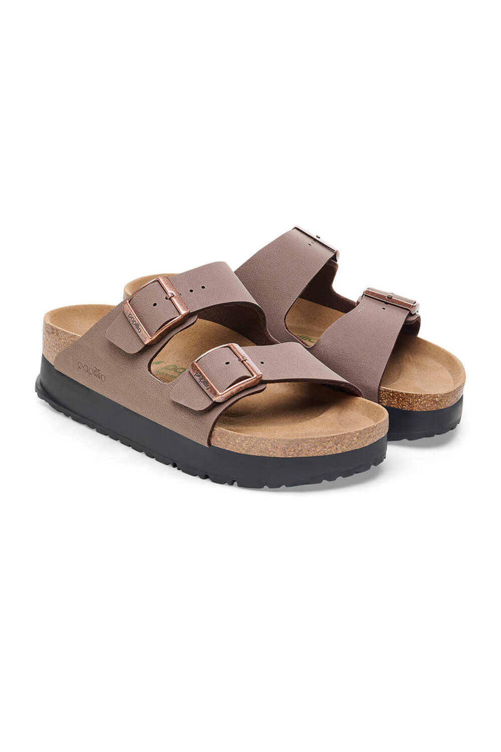 Papillio by Birkenstock Arizona Platform Vegan Birko-Flor Sandals for Women in Mocha