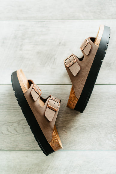 Papillio by Birkenstock Arizona Platform Vegan Birko-Flor Sandals for Women in Mocha