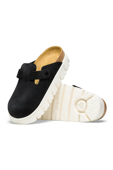 Papillio by Birkenstock Boston Chunky Suede Leather Clogs for Women in Black