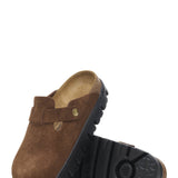Papillio by Birkenstock Boston Chunky Suede Clogs for Women in Dark Tea
