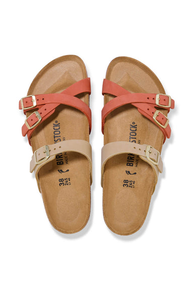 Birkenstock Franca Nubuck Leather Sandals for Women in Mars Red/Sandcastle