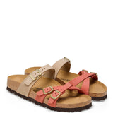 Birkenstock Franca Nubuck Leather Sandals for Women in Mars Red/Sandcastle