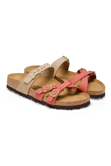Birkenstock Franca Nubuck Leather Sandals for Women in Mars Red/Sandcastle