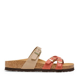 Birkenstock Franca Nubuck Leather Sandals for Women in Mars Red/Sandcastle