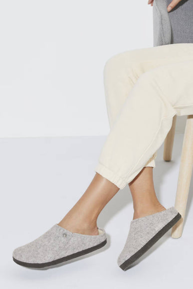 Birkenstock Zermatt Wool Felt Shearling Slippers for Women in Light Gray