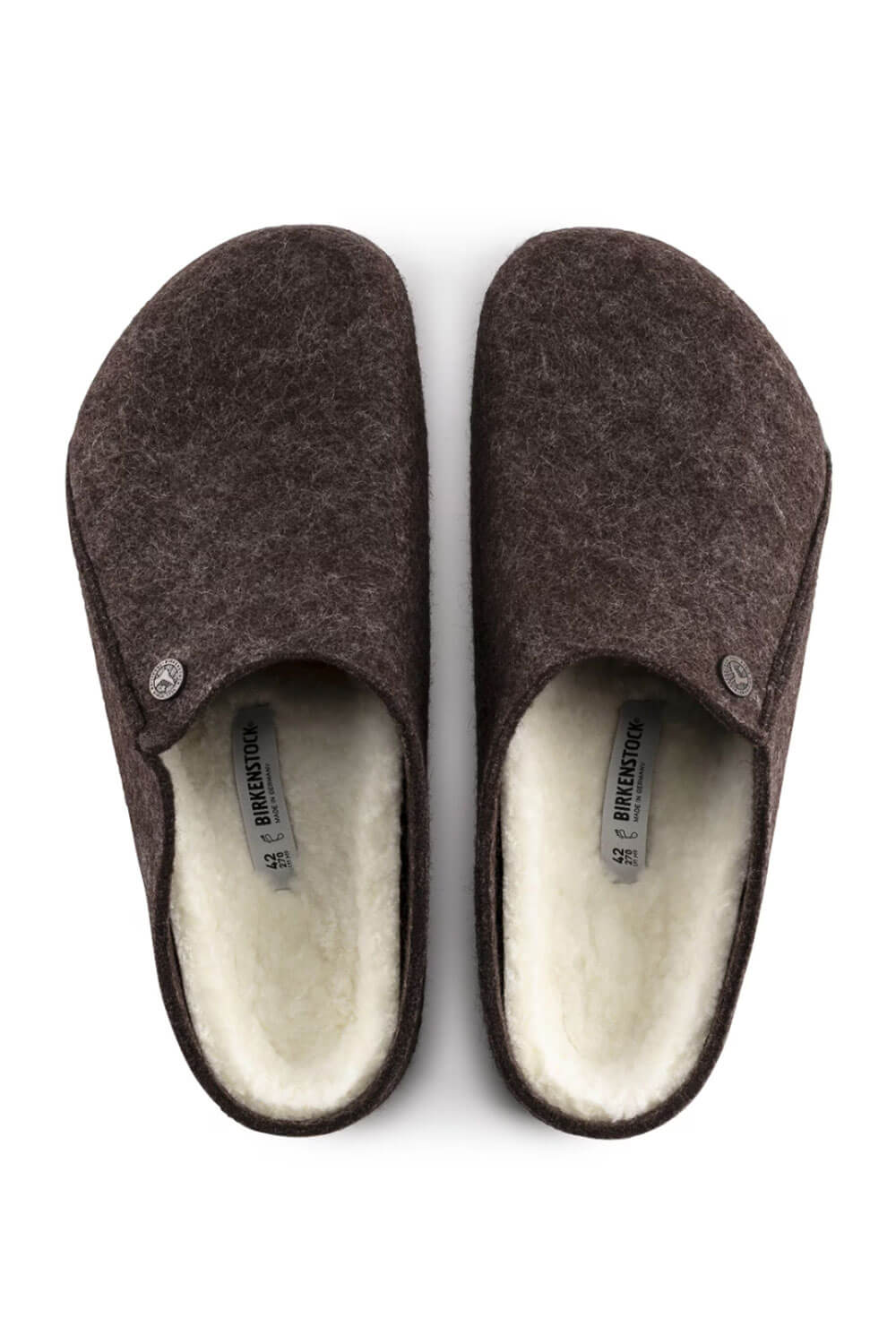 Birkenstock Zermatt Wool Felt Shearling Slippers for Men in Mocha