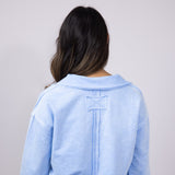 Blu Pepper Johnny Collar Mineral Wash Shirt for Women in Blue