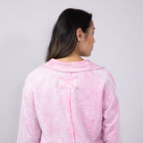 Blu Pepper Johnny Collar Mineral Wash Shirt for Women in Pink
