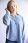 Blu Pepper Mineral Wash Knit Johnny Collar Shirt for Women in Blue